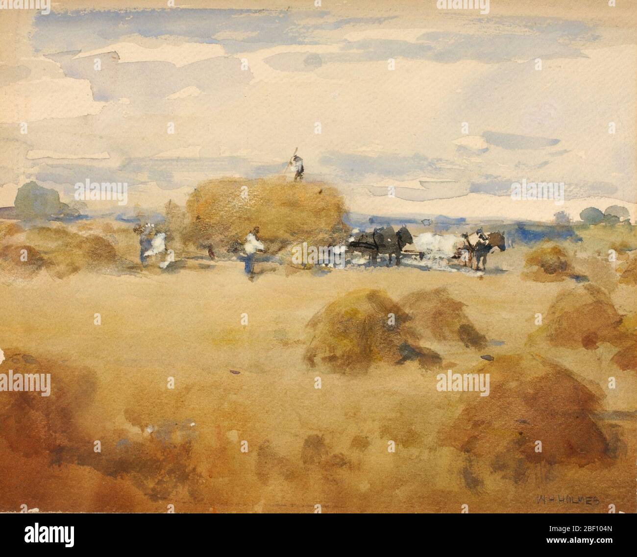 Scène haymaking. Banque D'Images