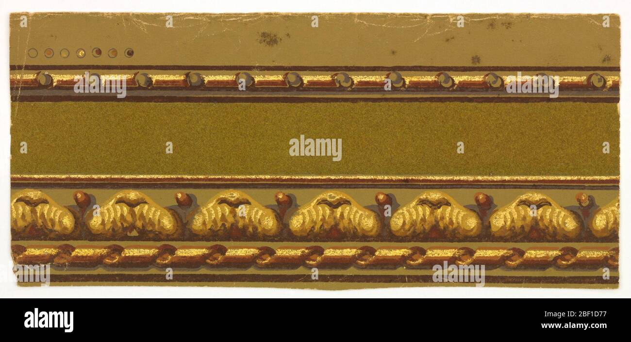 Bordure. Moulures architecturales sur troupeau vert olive. Banque D'Images