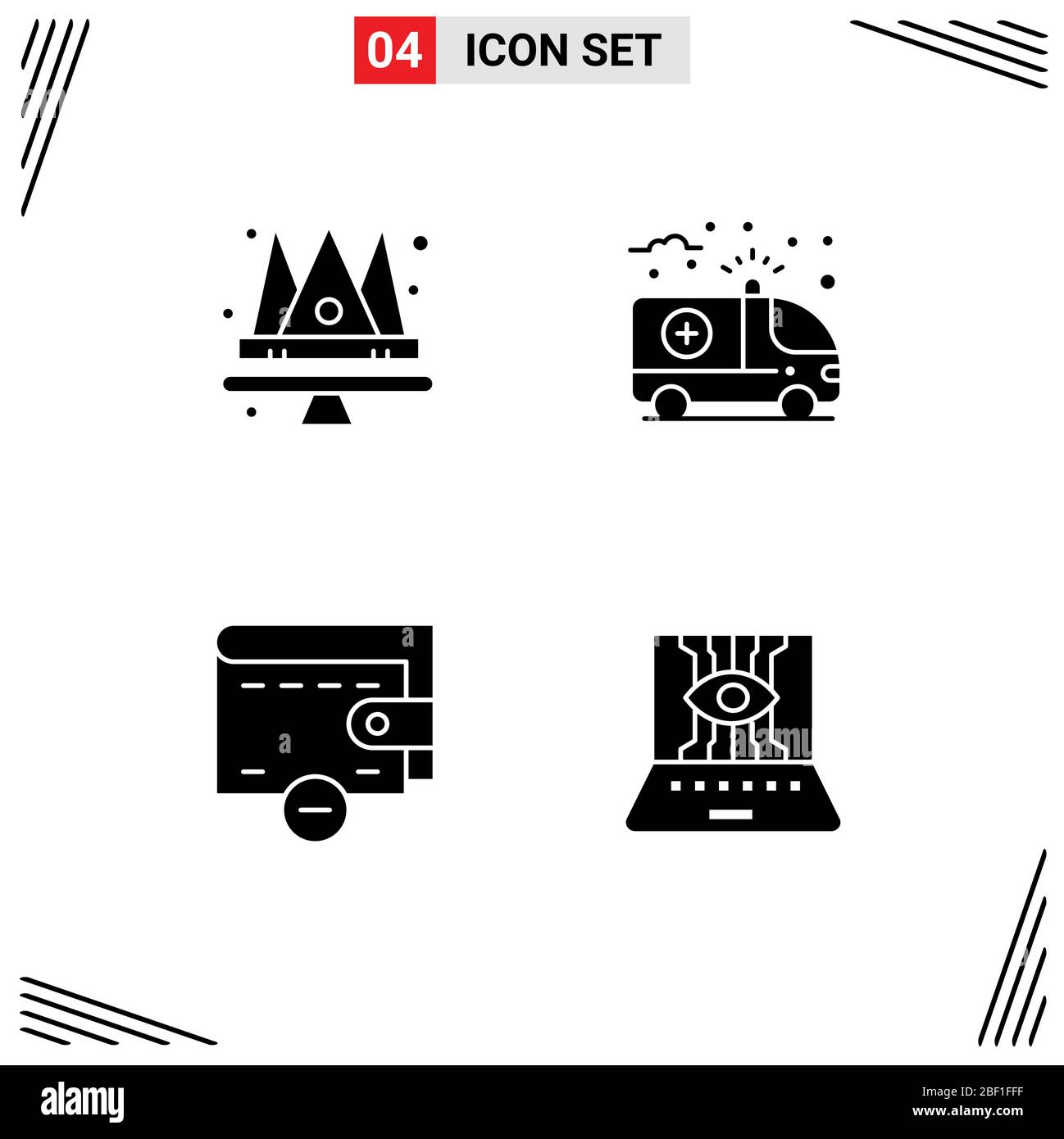 Interface mobile jeu de glyphes solides de 4 pictogrammes de couronne, argent, reine, santé, sciences appliquées éléments de conception vectoriel éditable Illustration de Vecteur