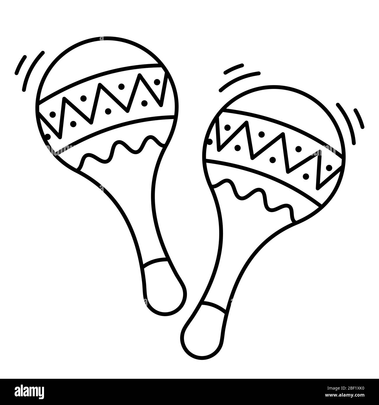 Contour design maracas et l'icône d'un instrument de percussion ancien