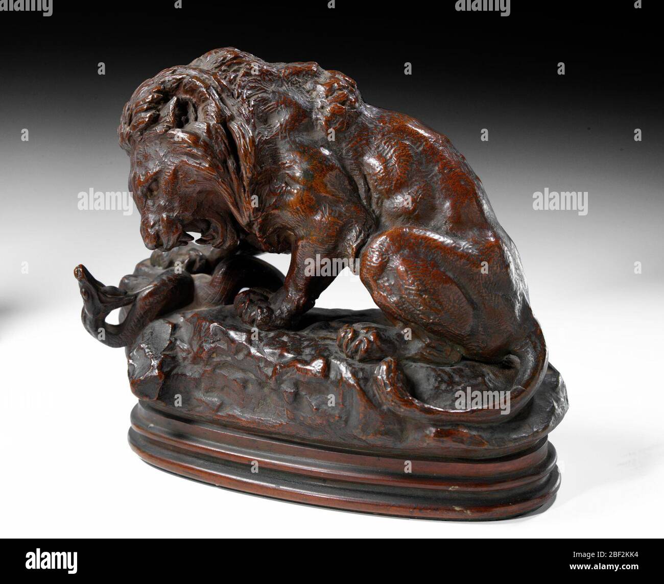 Lion Crushing a Serpent. Antoine-Louis Barye crée un plâtre grandeur nature de Lion écrasant un Serpent pour le salon de Paris de 1833. Le gouvernement a commandé une réplique à la place dans le jardin des Tuileries, qui a causé à un membre de l'Académie de commenter: "Sont les jardins. Banque D'Images