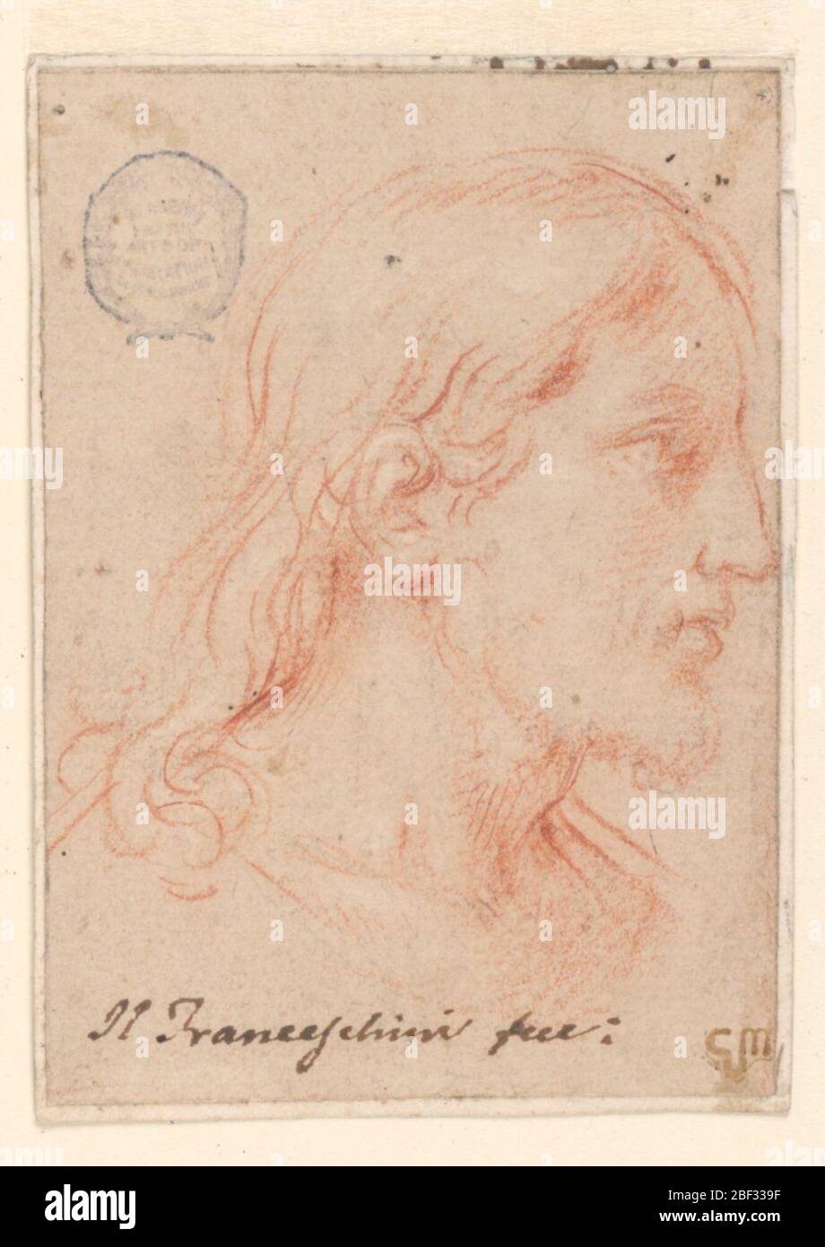 Chef du Christ. Vue esquisse d'un portrait de Jésus-Christ, montré dans le profil, face à droite. Banque D'Images