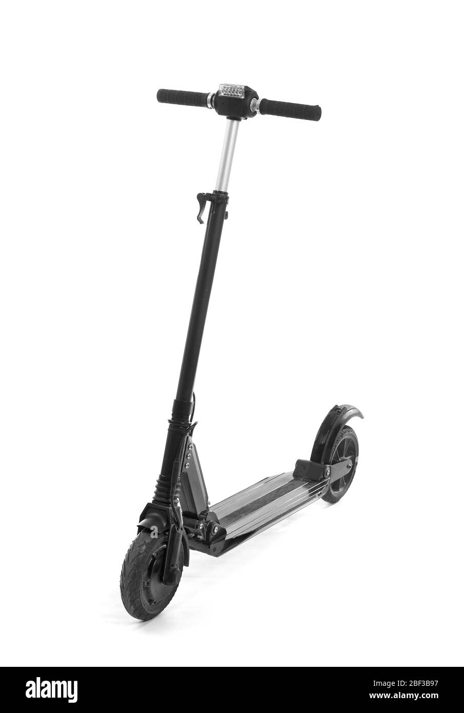 Scooter électrique moderne sur fond blanc Banque D'Images