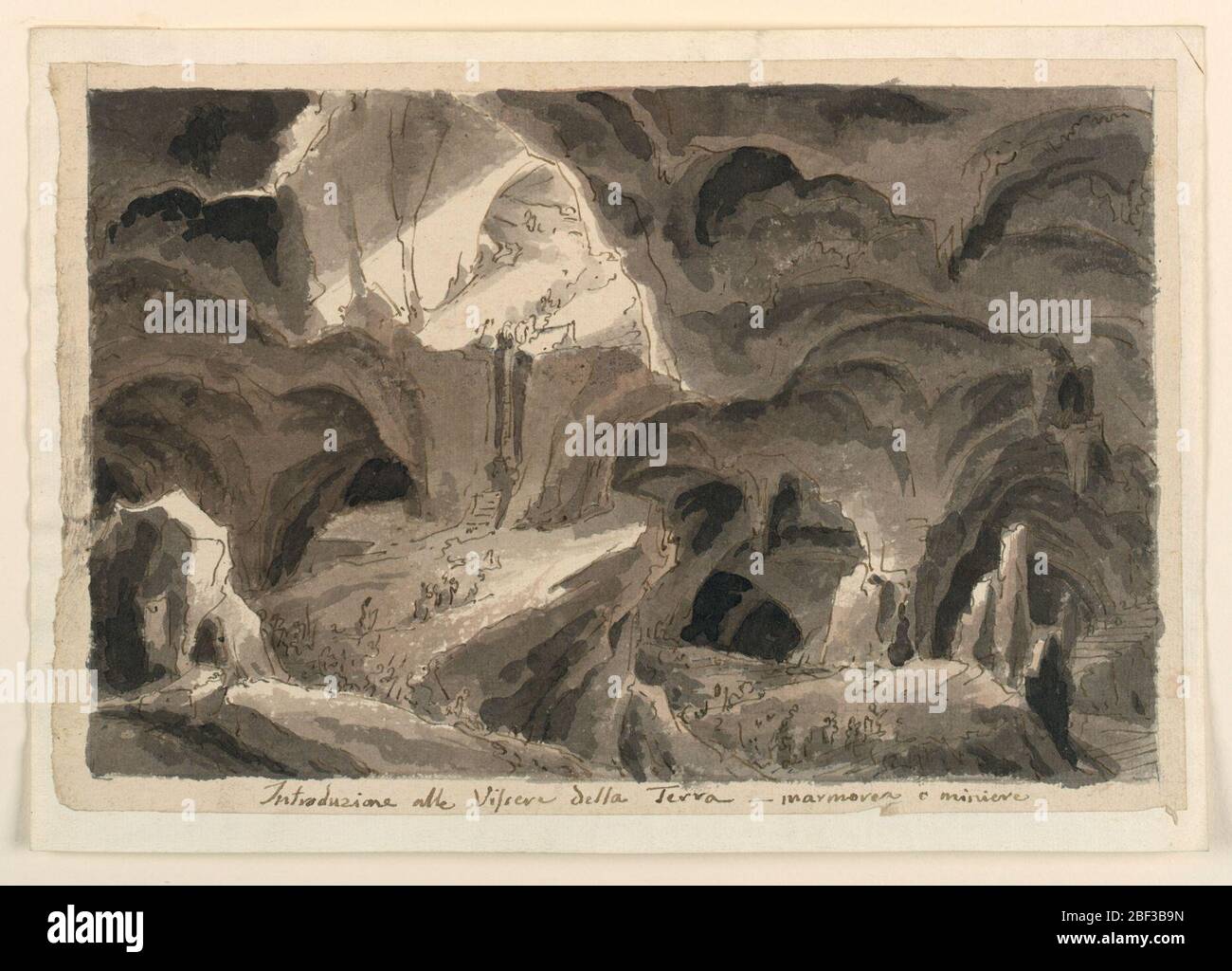 Grottes de conception de scène. Rectangle horizontal. Grottes avec plusieurs étages reliés par des escaliers. Banque D'Images