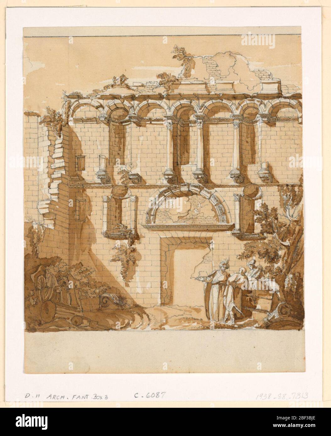 Vue sur le palais de Porta Aurea de Dioclétien Split. Élévation du mur, en ruines. La partie inférieure du mur comprend une porte fortifiée, deux petites niches, placées de chaque côté de la porte et une demi-voûte au-dessus de la porte. Banque D'Images Vue sur le palais de Porta Aurea de Dioclétien Split. Élévation du mur, en ruines. La partie inférieure du mur comprend une porte fortifiée, deux petites niches, placées de chaque côté de la porte et une demi-voûte au-dessus de la porte. Banque D'Images