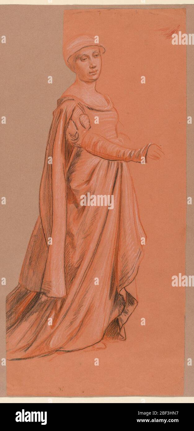Étude pour la procession de mariage. La figure pleine longueur d'une femme en costume, debout, tournée vers la droite. Banque D'Images