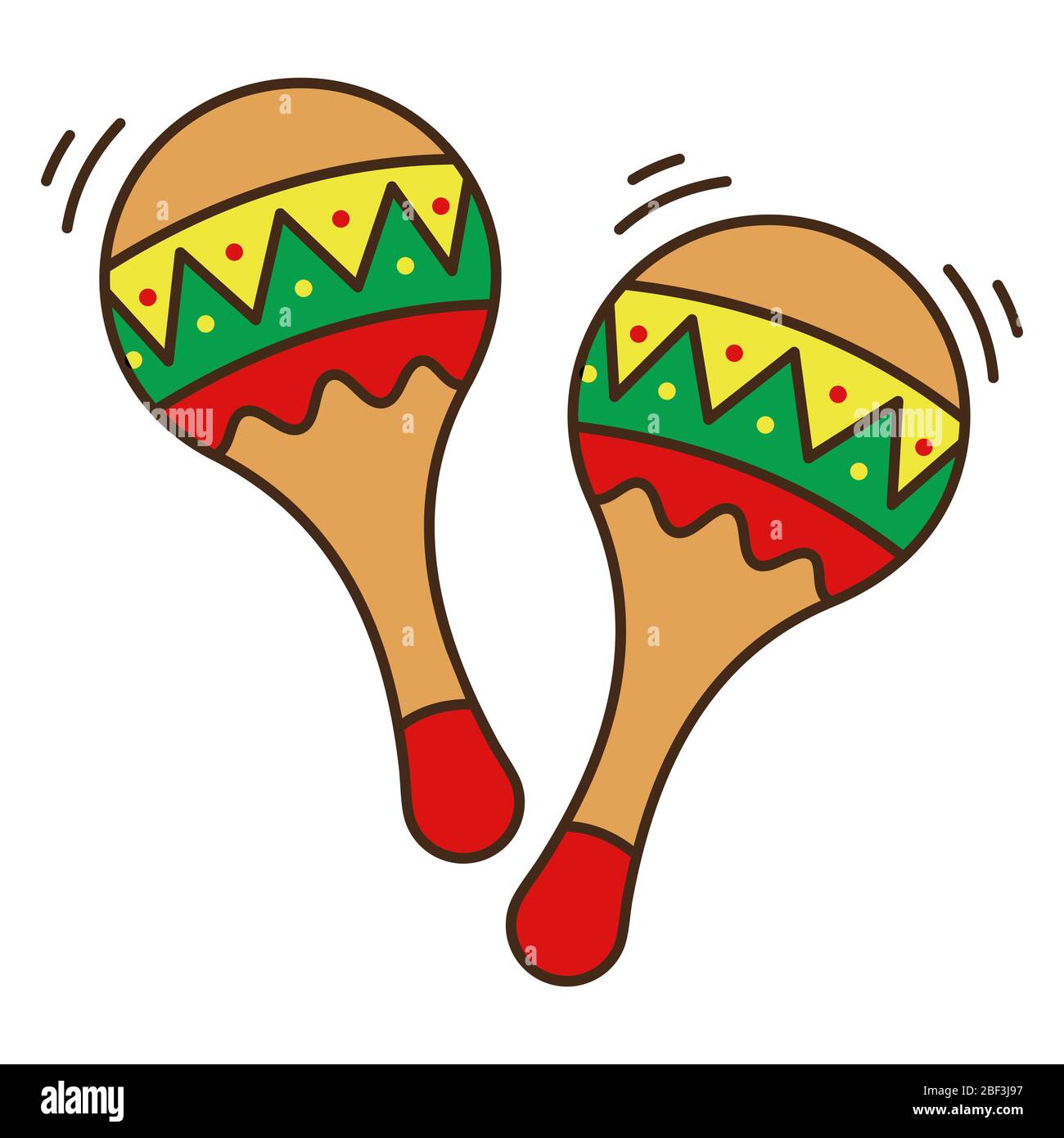 Maracas d'instruments mexicains colorés sur fond blanc. Style plat. Objet isolé Illustration de Vecteur