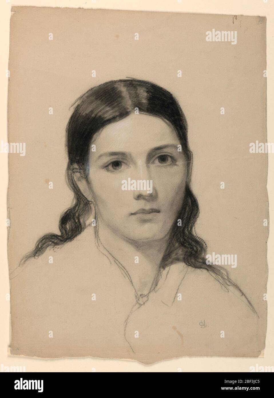 La femme artistes Sophie. Portrait frontal de buste d'une jeune femme, probablement l'épouse de l'artiste, Sophie Huntington. Banque D'Images