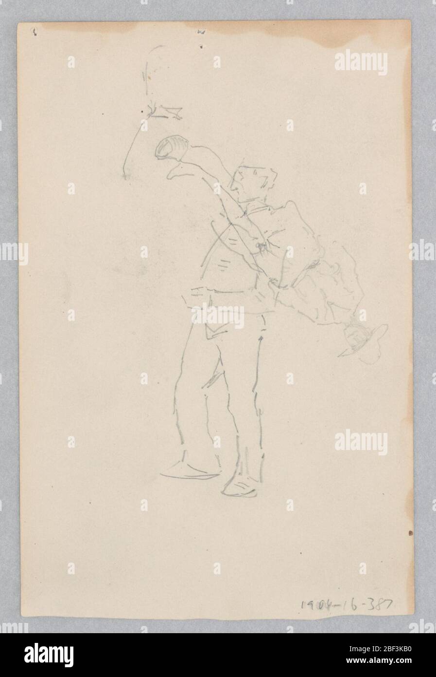 Man. Recto: Esquisse partielle d'une figure masculine; Verso: Esquisse de deux figures mâles. Banque D'Images Man. Recto: Esquisse partielle d'une figure masculine; Verso: Esquisse de deux figures mâles. Banque D'Images