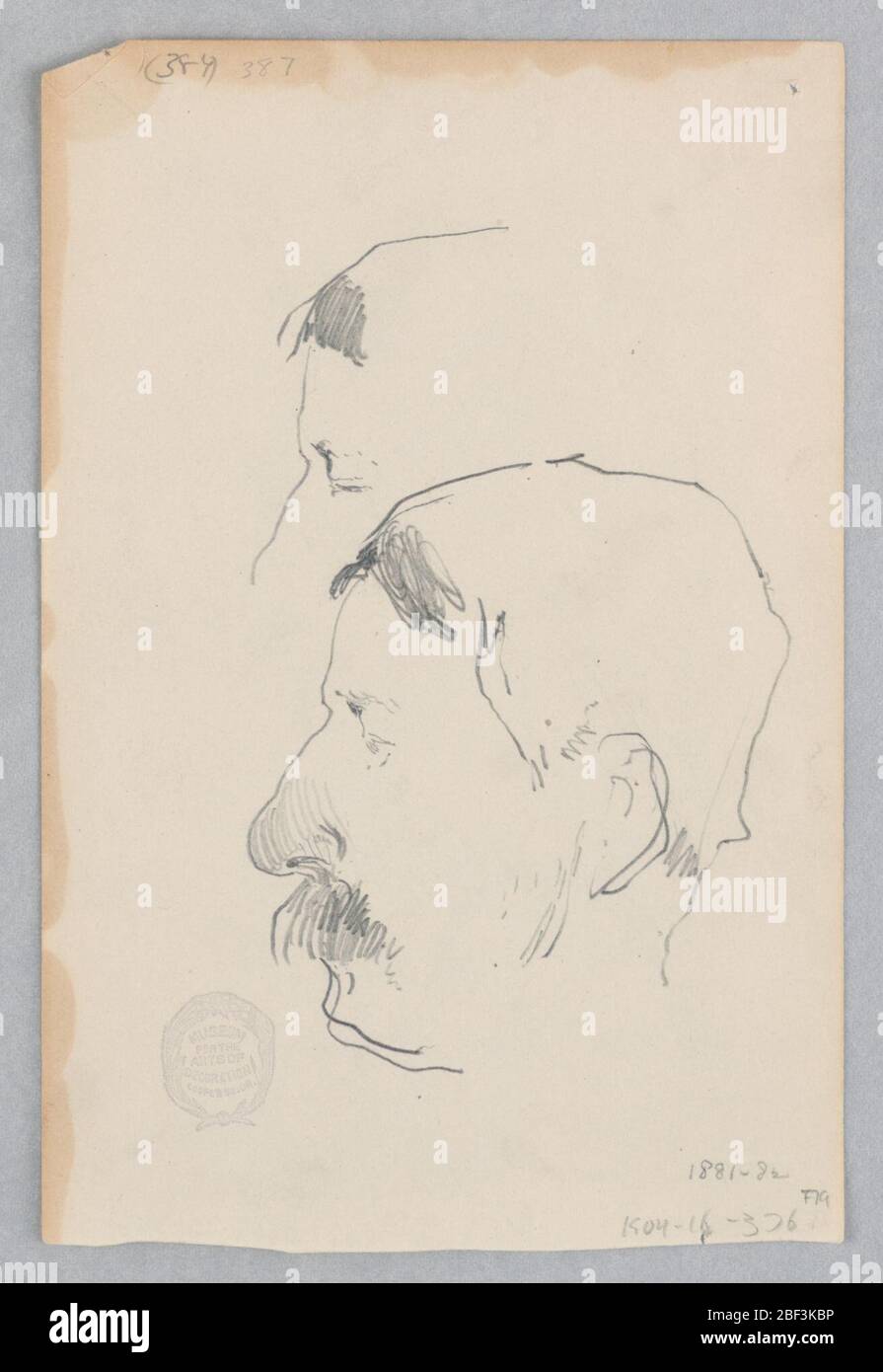 Man. Esquisse partielle d'une figure masculine avec une moustache. Banque D'Images