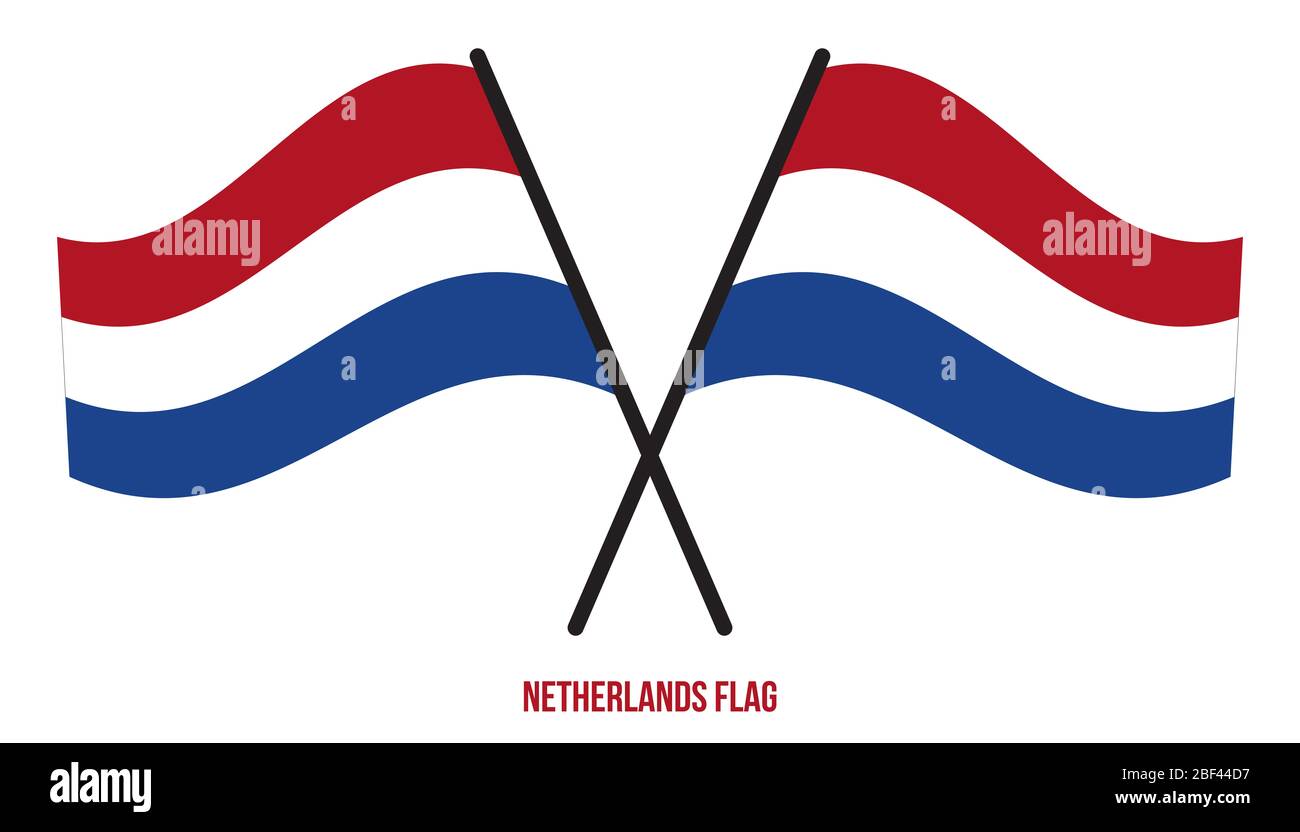 Illustration Vecteur de brandir le drapeau des Pays-Bas sur fond blanc. Pays-bas drapeau national. Banque D'Images
