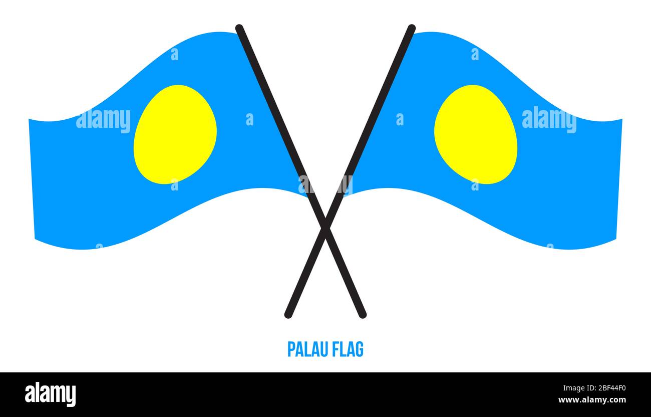 De brandir le drapeau de Palau Vector Illustration sur fond blanc. Palaos drapeau national. Banque D'Images