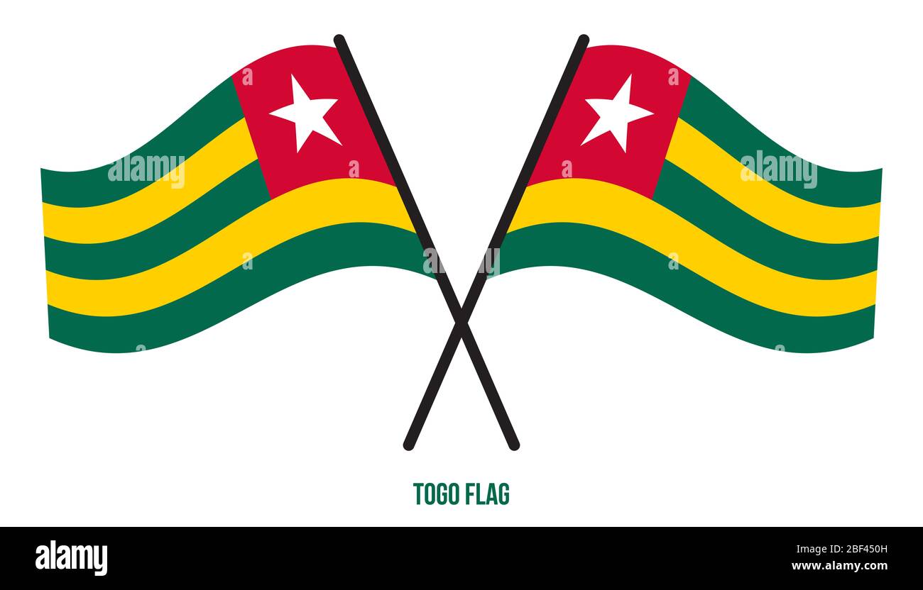 Togo Drapeaux Vector Illustration sur fond blanc. Drapeau national du Togo. Banque D'Images