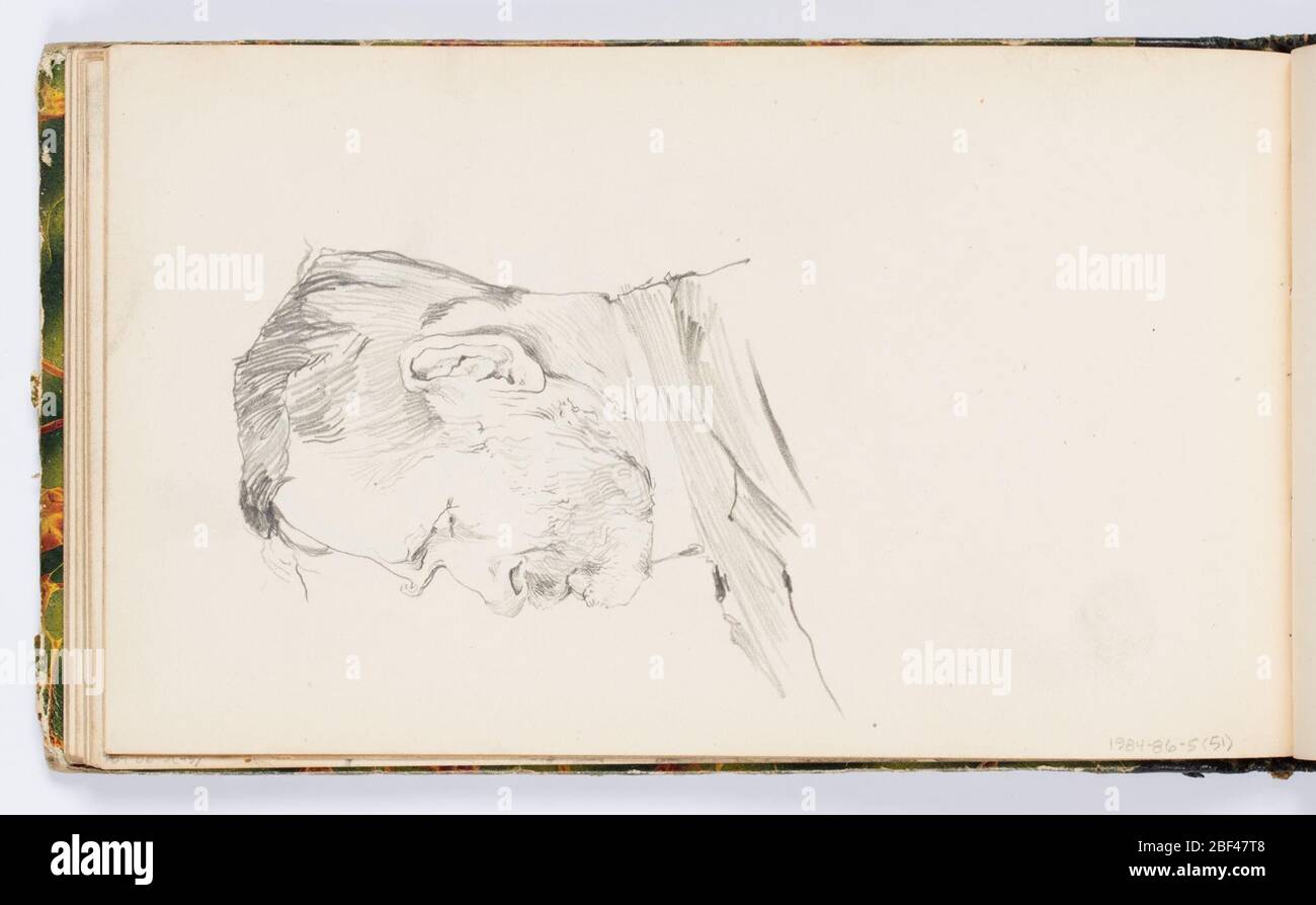 Page de croquis Mans tête dans profil. Esquisse de la tête d'un homme barbu, vue dans le profil gauche. Banque D'Images
