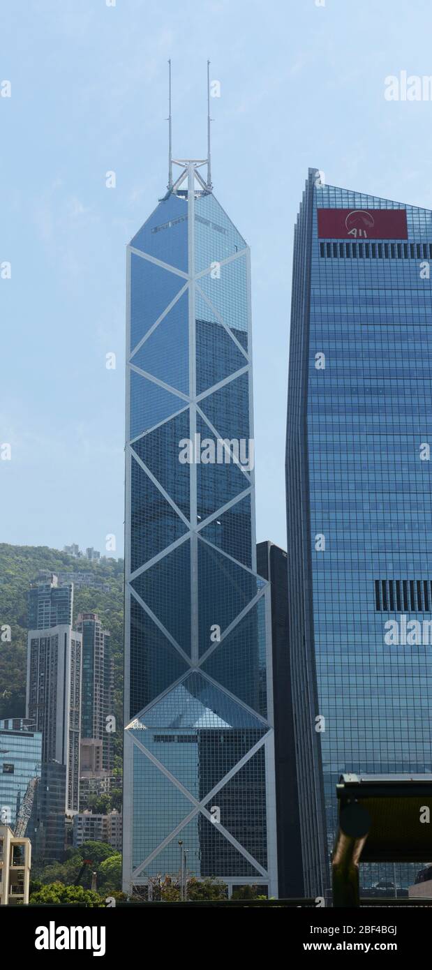 La tour emblématique de la Banque de Chine à Hong Kong. Banque D'Images