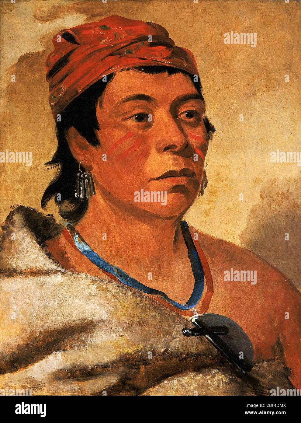 Round Island A Warrior. George Catlin a peint l'île ronde du guerrier Seneca en février 1831, lorsqu'une délégation de la tribu a visité Washington, D.C. dans son catalogue de 1848, Catlin l'a qualifié de « très beau compagnon ». Banque D'Images Round Island A Warrior. George Catlin a peint l'île ronde du guerrier Seneca en février 1831, lorsqu'une délégation de la tribu a visité Washington, D.C. dans son catalogue de 1848, Catlin l'a qualifié de « très beau compagnon ». Banque D'Images