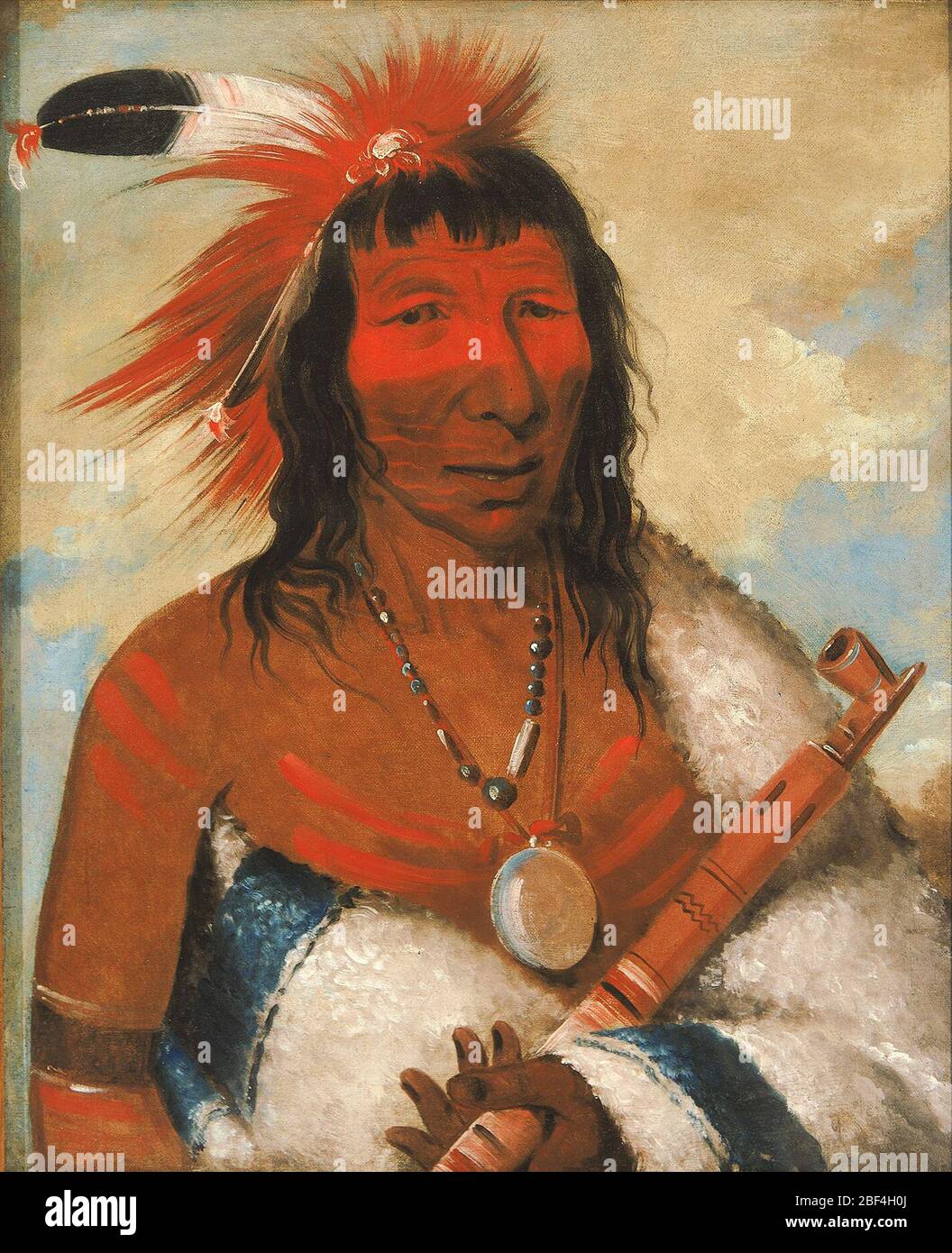 Wnahdtnkah Big Eagle ou Black Dog Chef de la bande Ohahkaskatohyante. « Je suis maintenant au cœur du pays appartenant à la tribu de Sioux ou Dahcotas, et j'ai des visages indiens et des coutumes indiennes en abondance autour de moi. Banque D'Images