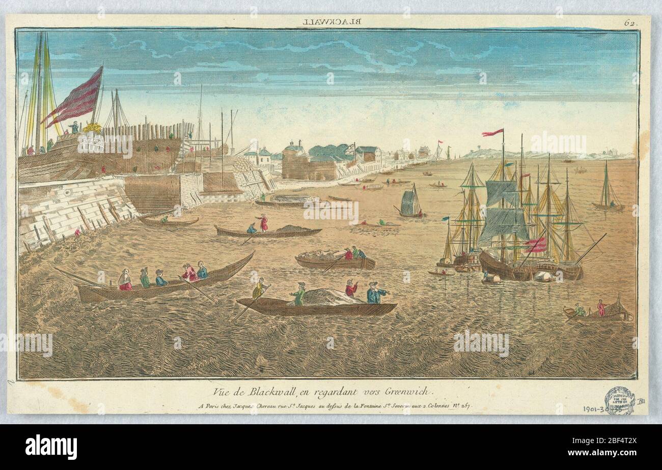 Peepshow vue de Blackwall en Regardant vers Greenwich 62. Imprimé PEP-show Banque D'Images