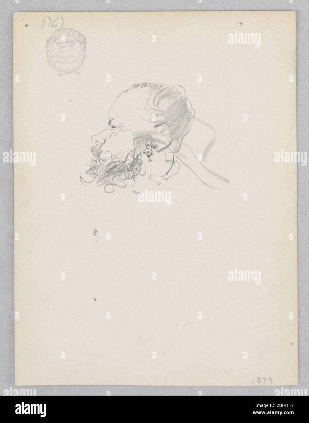 Man. Croquis d'une figure masculine avec une barbe.; détail du visage et du cou. Banque D'Images