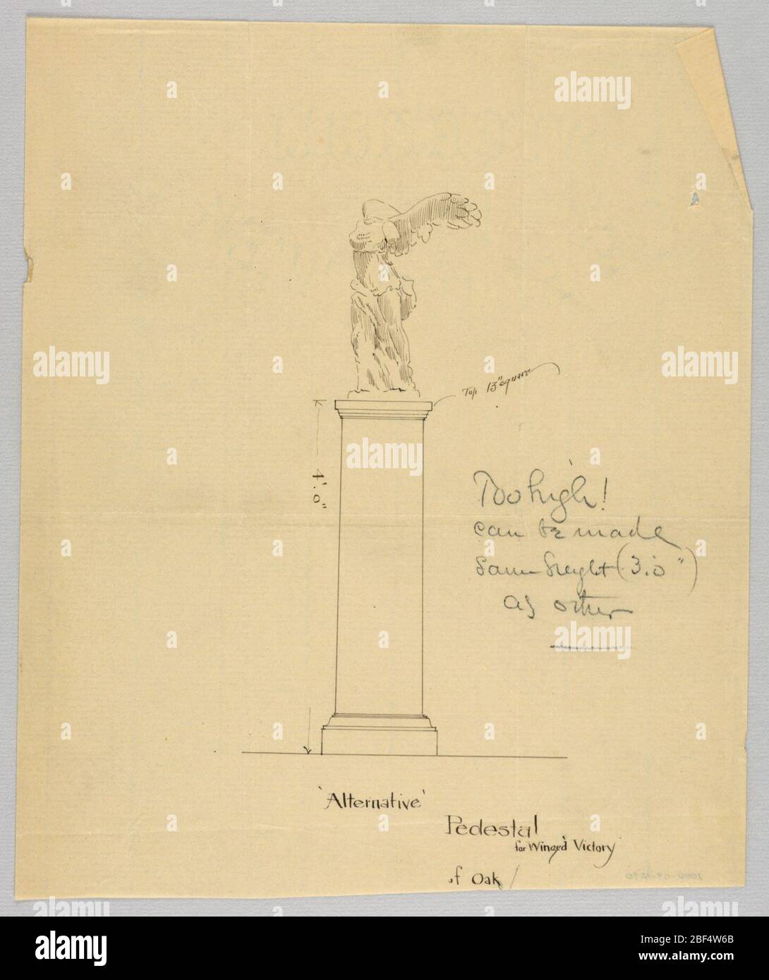 Design pour le socle avec statue de la victoire aidée au sommet. Banque D'Images