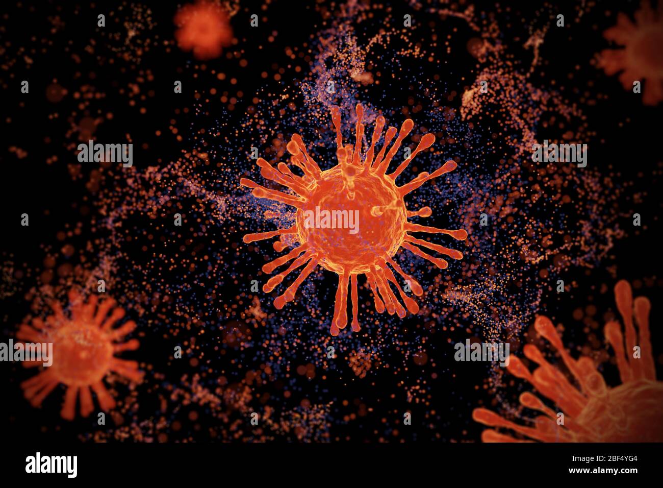 Coronavirus COVID-19 conception de l'illustration tridimensionnelle pour le rendu de fond. Banque D'Images