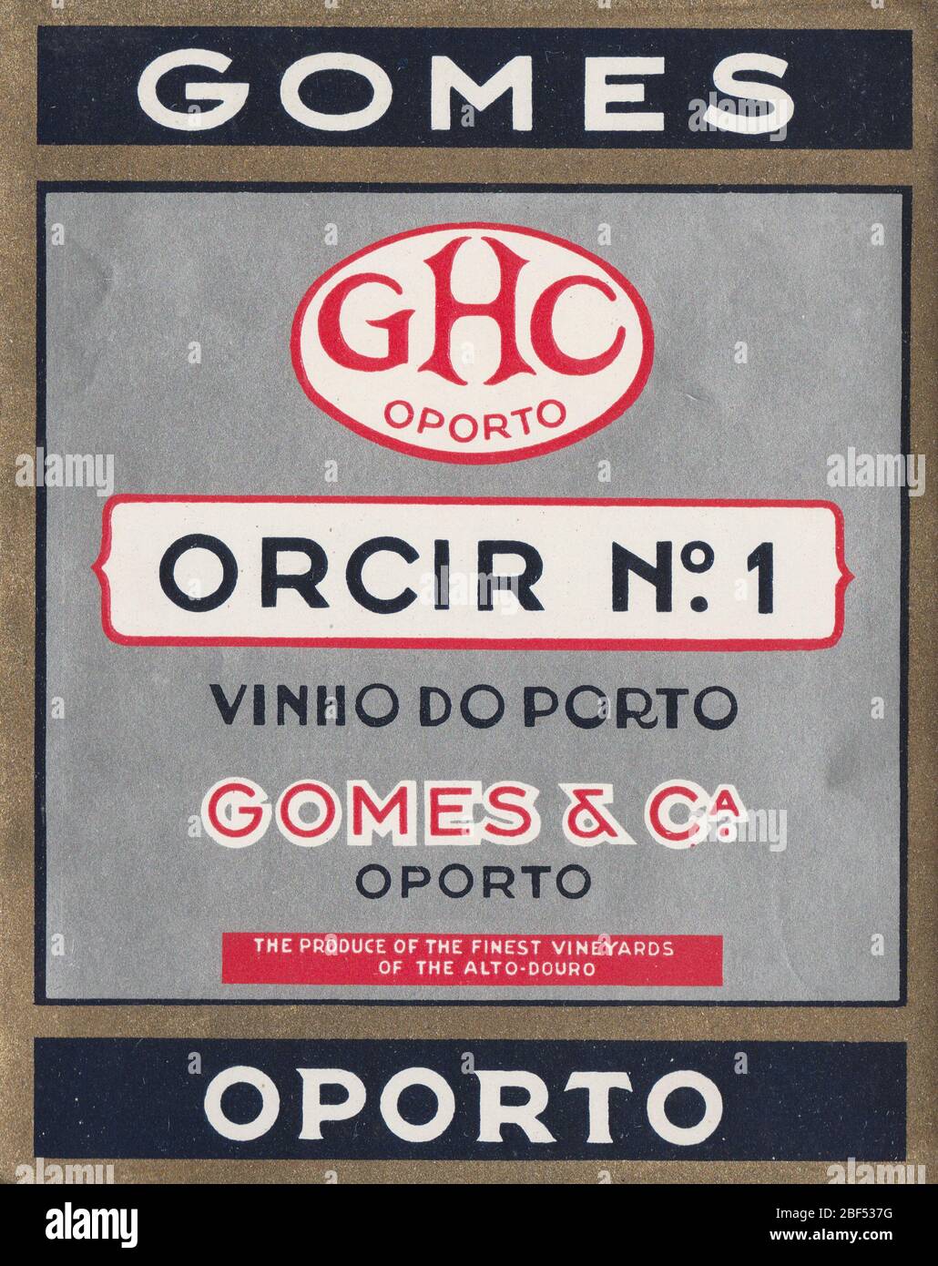 Label vintage non utilisé et rare du Porto portugais, Portugal. Banque D'Images