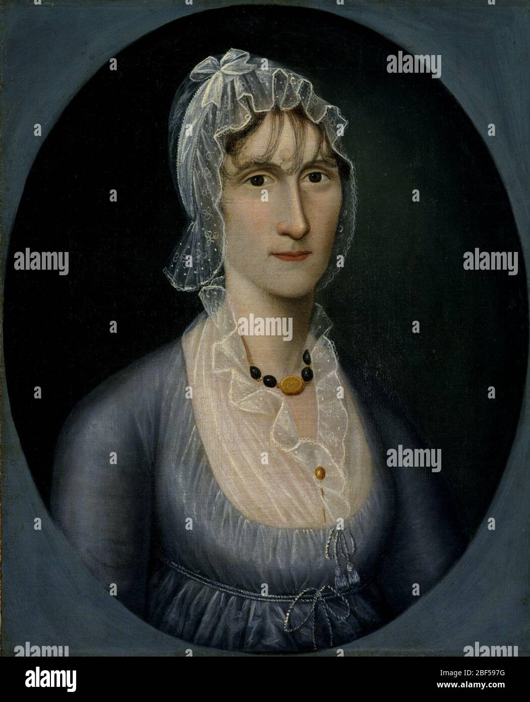 Portrait de Mme Barbara Baker Murphy épouse de Sea Captain. Joshua Johnson, un artiste auto-formé et ancien esclave, est le premier peintre professionnel africain américain documenté. Ses membres étaient le capitaine John Murphy et sa femme, les immigrants irlandais qui vivaient à Baltimore, où Johnson peint de nombreux marchands, marins et leurs familles. Banque D'Images