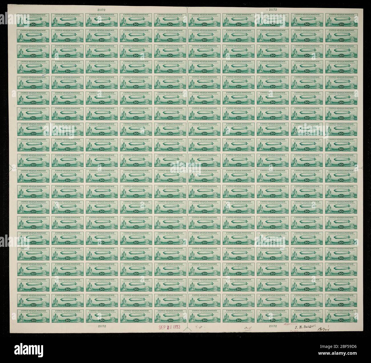 Épreuve de plaque de 50°c Century of Progress. Plaque n° 21172 Banque D'Images