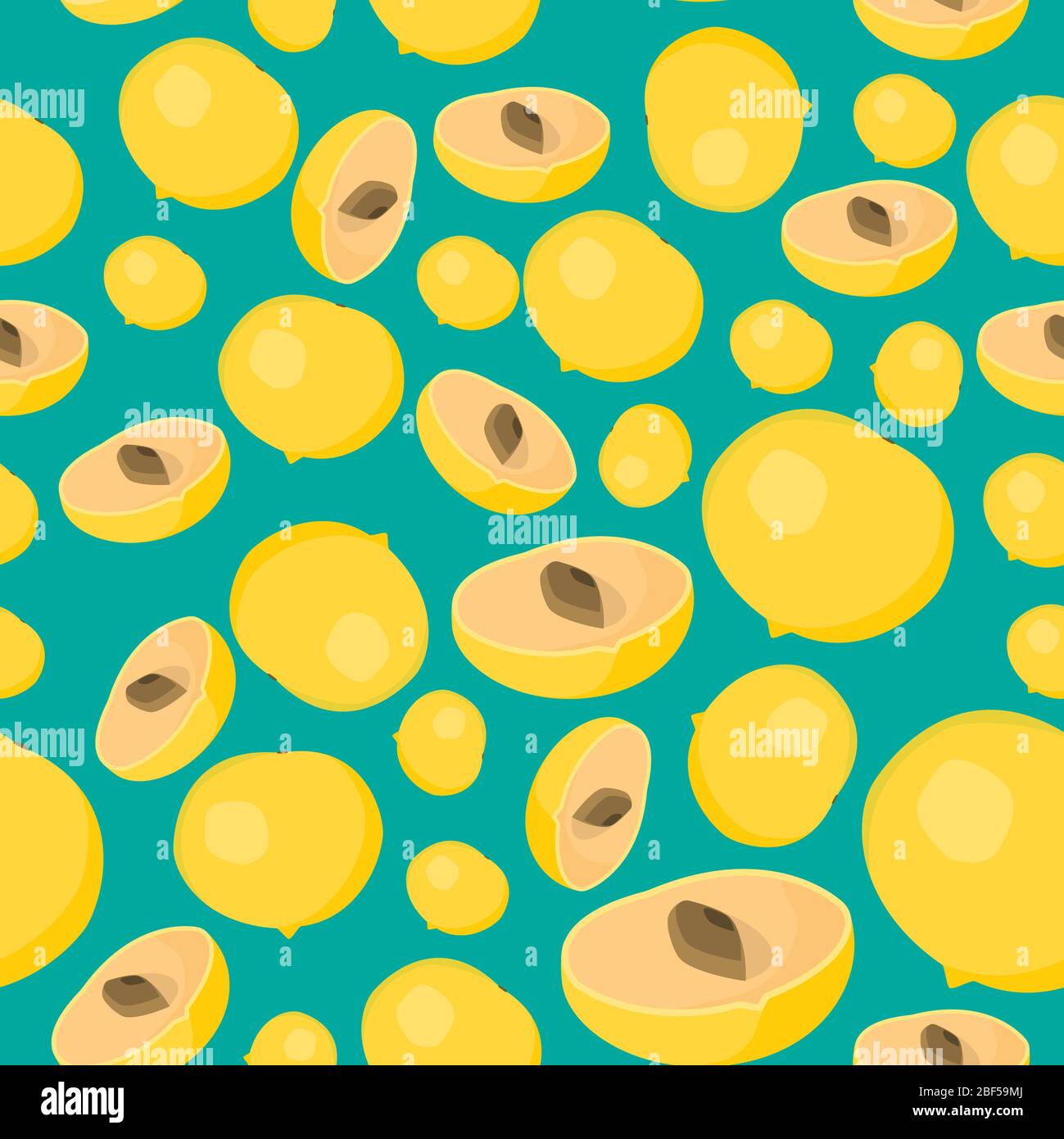 Motif abstrait sans couture texture toile avec éléments de fruit abui. Motif en tissu créatif sans fin avec des formes de petite Pouteria caimito. Banque D'Images