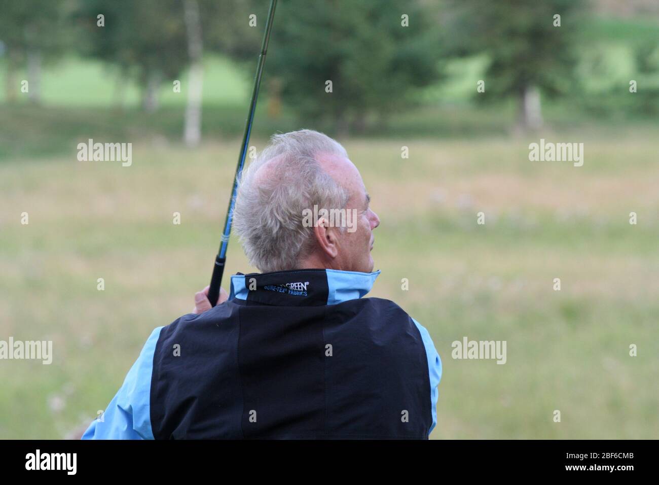 Bill Murray jouant au golf. Stockholm / Suède, Arlangastad, parcours de golf, août 2007. Banque D'Images