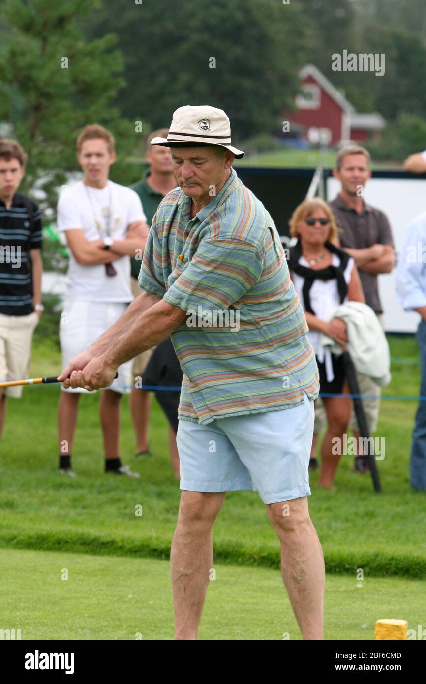 Bill Murray jouant au golf à un ProAm en Suède. Stockholm / Suède, Arlangastad, parcours de golf, août 2007. Banque D'Images