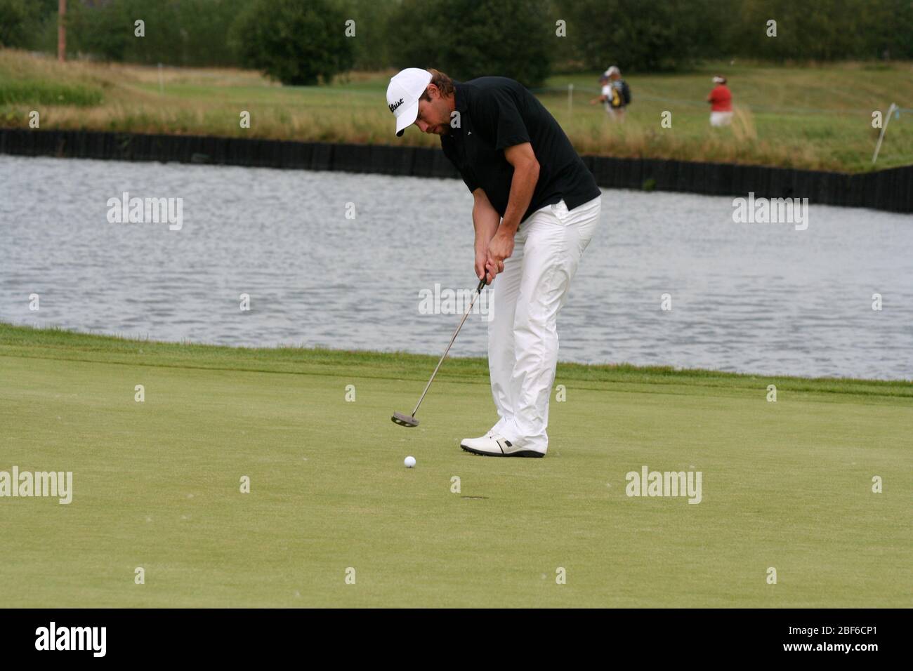 Peter Forsberg, joueur de la LNH jouant au golf. Stockholm / Suède, Arlangastad, parcours de golf, août 2007. Banque D'Images