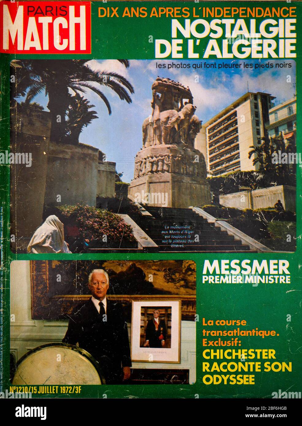 FrontPage du magazine français Paris-Match, n° 1210, Nostalgy de l'Algérie française, dix ans après l'indépendance et Pierre Messmer, Premier ministre français, 1972, France Banque D'Images