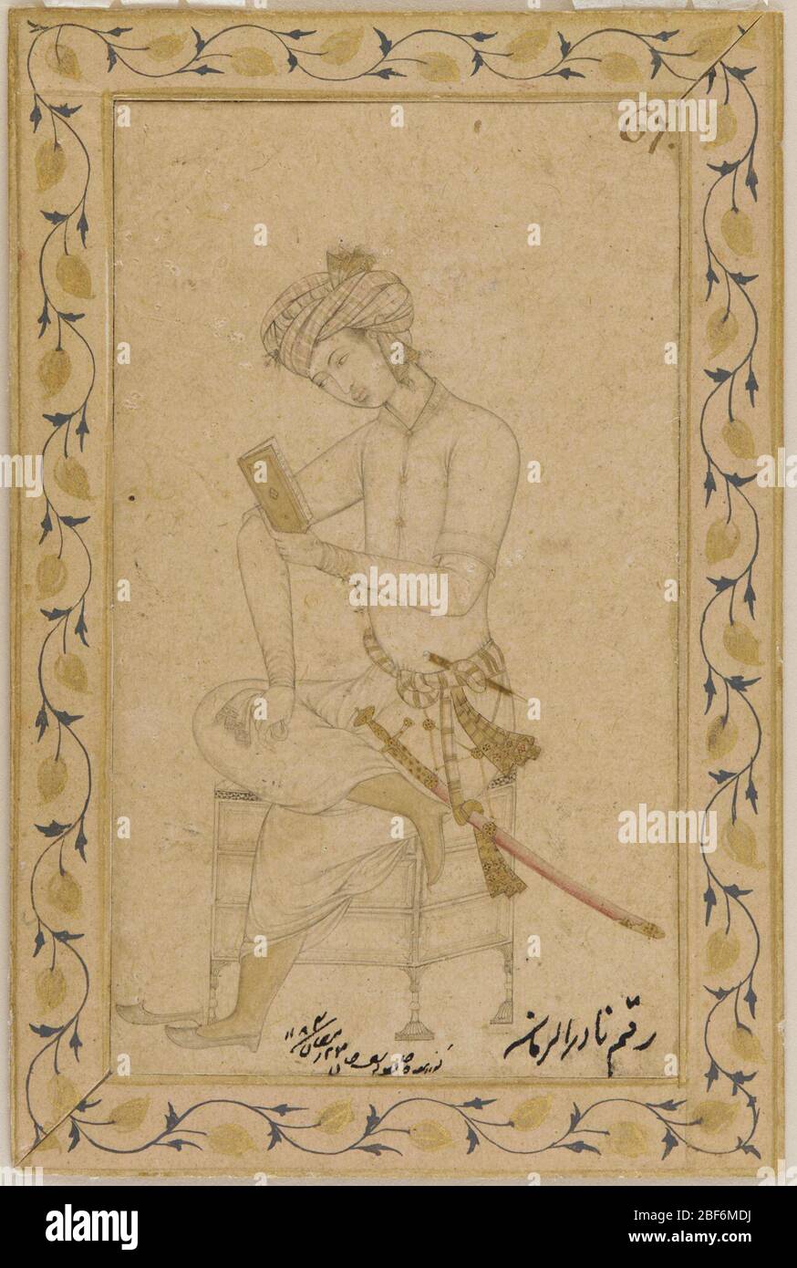 (Artiste) Abu'l Hasan; Inde; CA. 1600; aquarelle opaque, encre et or sur papier; H x l: 12,4 x 7,3 cm (4 7/8 x 2 7/8 po); Don de Charles Lang freer Banque D'Images