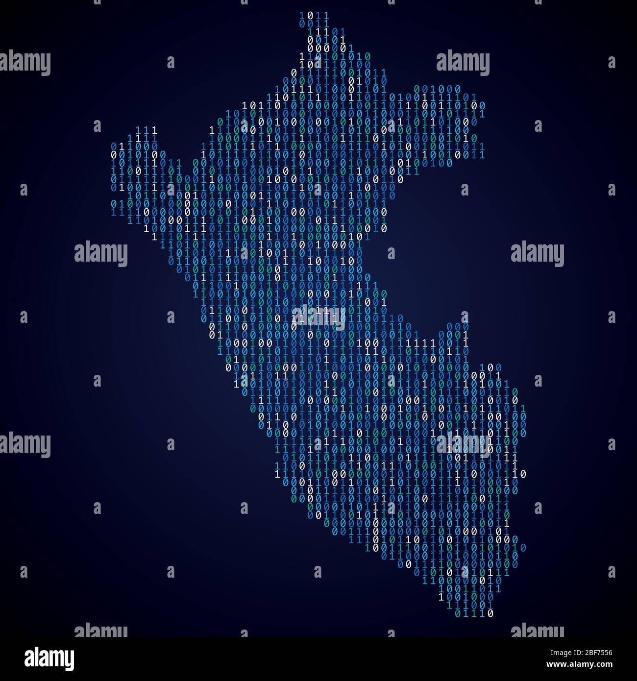 Carte de pays du Pérou faite à partir de code binaire numérique Illustration de Vecteur
