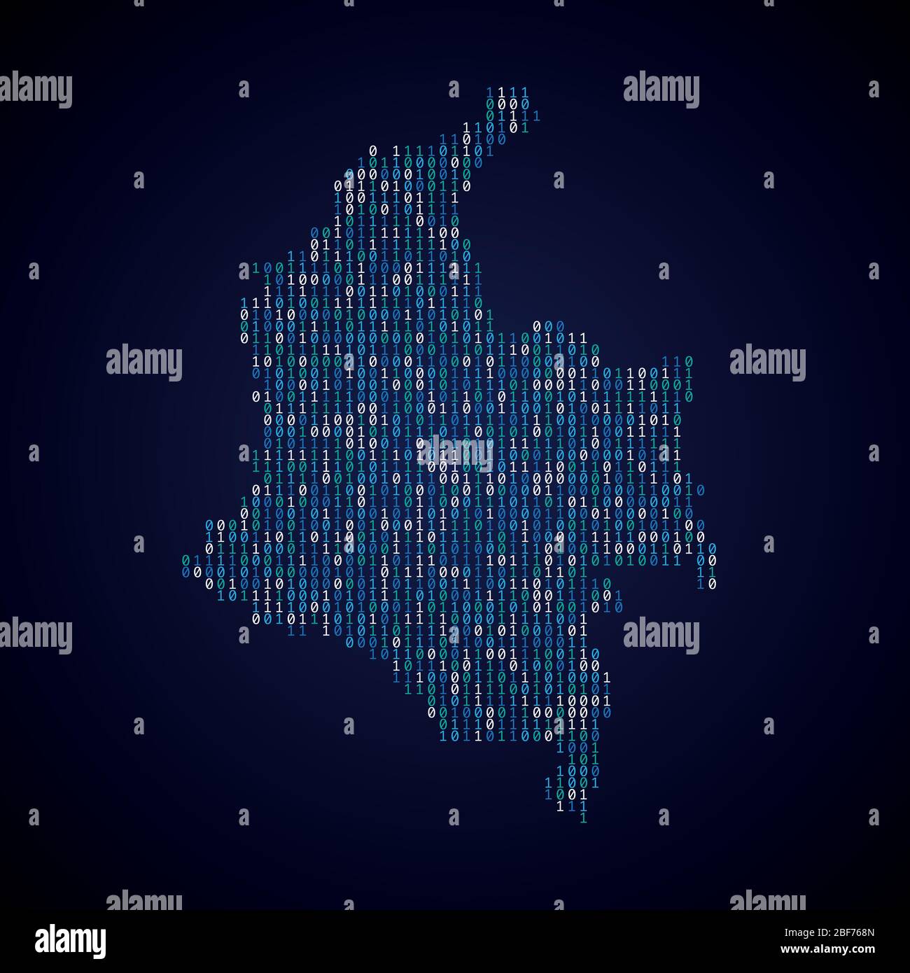 Carte de pays de Colombie faite à partir de code binaire numérique Illustration de Vecteur