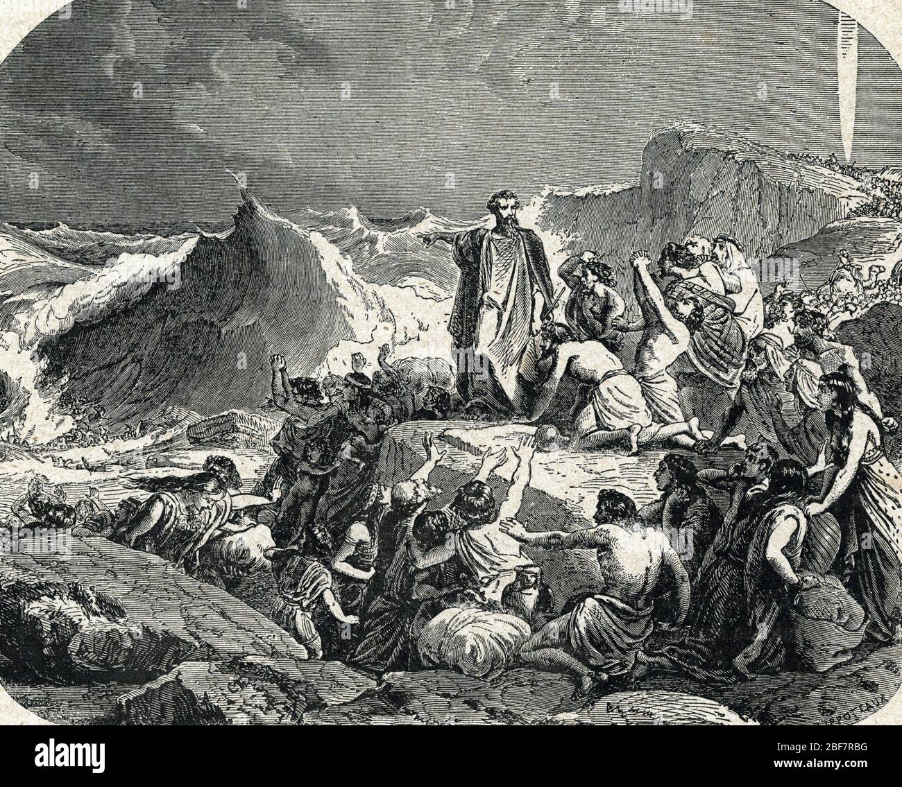 Moise Traversant La Mer Rouge Le Passage De La Mer Rouge Moise Separaant La Mer Rouge Gravure Tiree De L Histoire Sainte De Lahure 19eme Siecle Coll Photo Stock Alamy