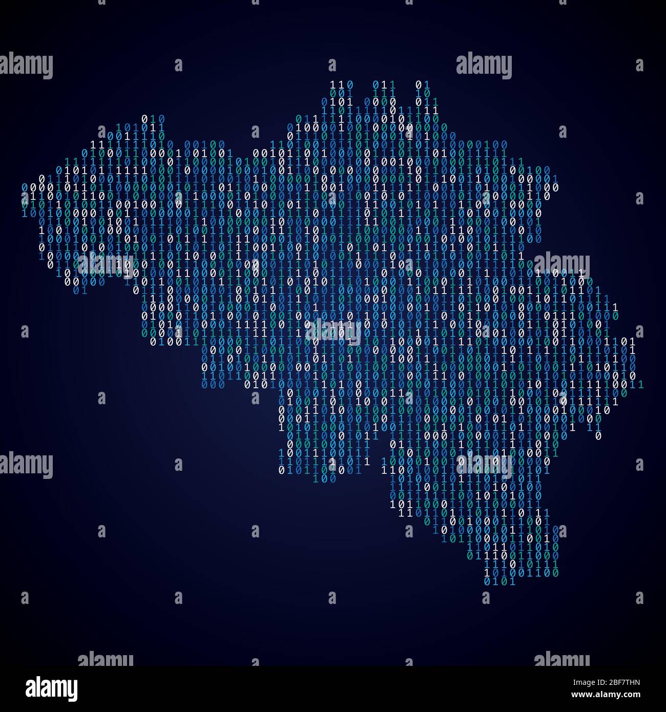 Carte de pays de Belgique en code binaire numérique Illustration de Vecteur