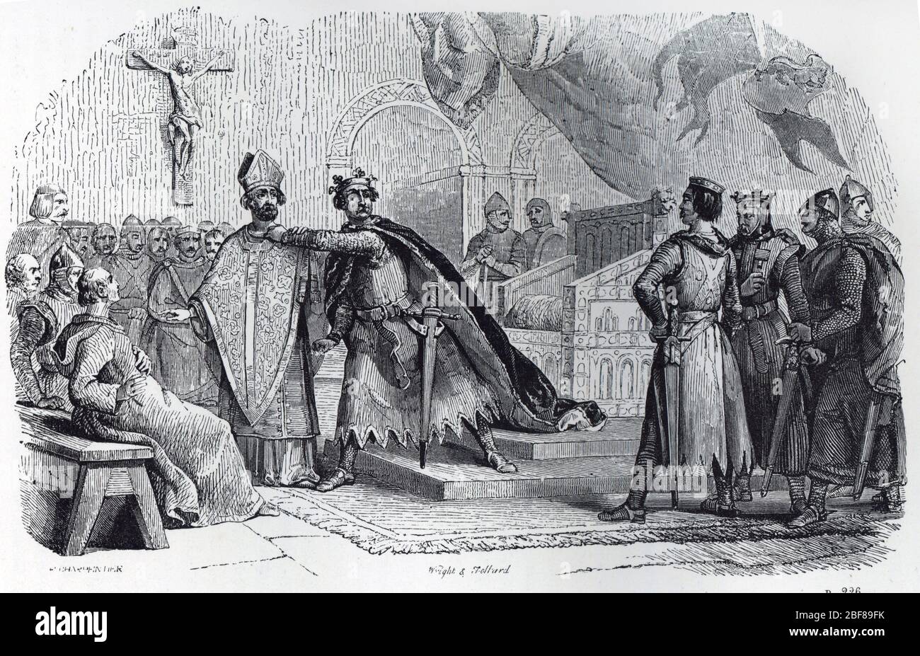 Arrestation d'Odon de Bayeux (Eudes) (1030-1097) eveque de Bayeux par Guillaume le conquérant 1083 (Inprèment of Odo of Bayeux, 1083) Gravure tiree Banque D'Images