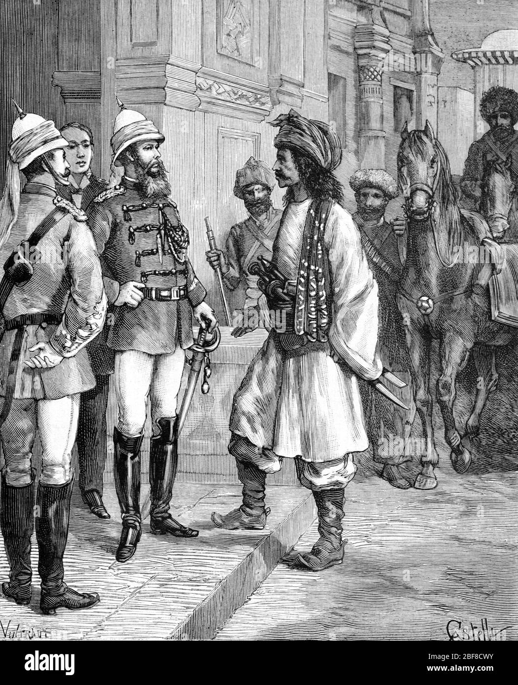 Ayub Khan (1857-1914) Emir of Afghanistan (1878-1880) se donne aux Britanniques en Afghanistan. Ayub Khan combattit les Britanniques pendant la seconde guerre anglo-afghane (1879-1880), fut le vainqueur de la bataille de Maiwand, mais vaincu à la bataille de Khandahar (sept 1880) Vintage ou ancienne Illustration ou Engrave 1889 Banque D'Images