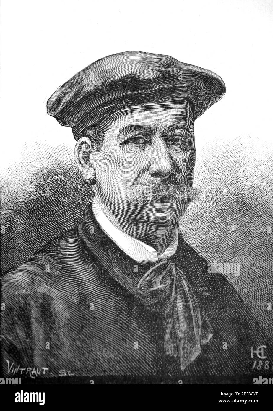 Portrait de Horace Castelli (1824-1889) artiste et illustrateur français. Vintage ou ancienne illustration ou gravure Banque D'Images