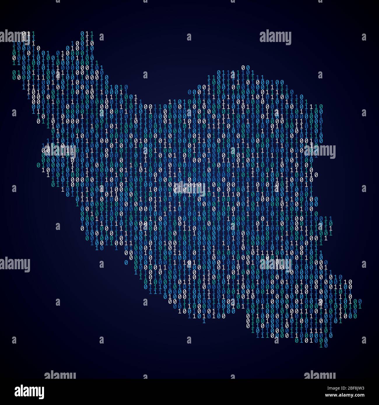 Carte de pays de l'Iran à partir de code binaire numérique Illustration de Vecteur