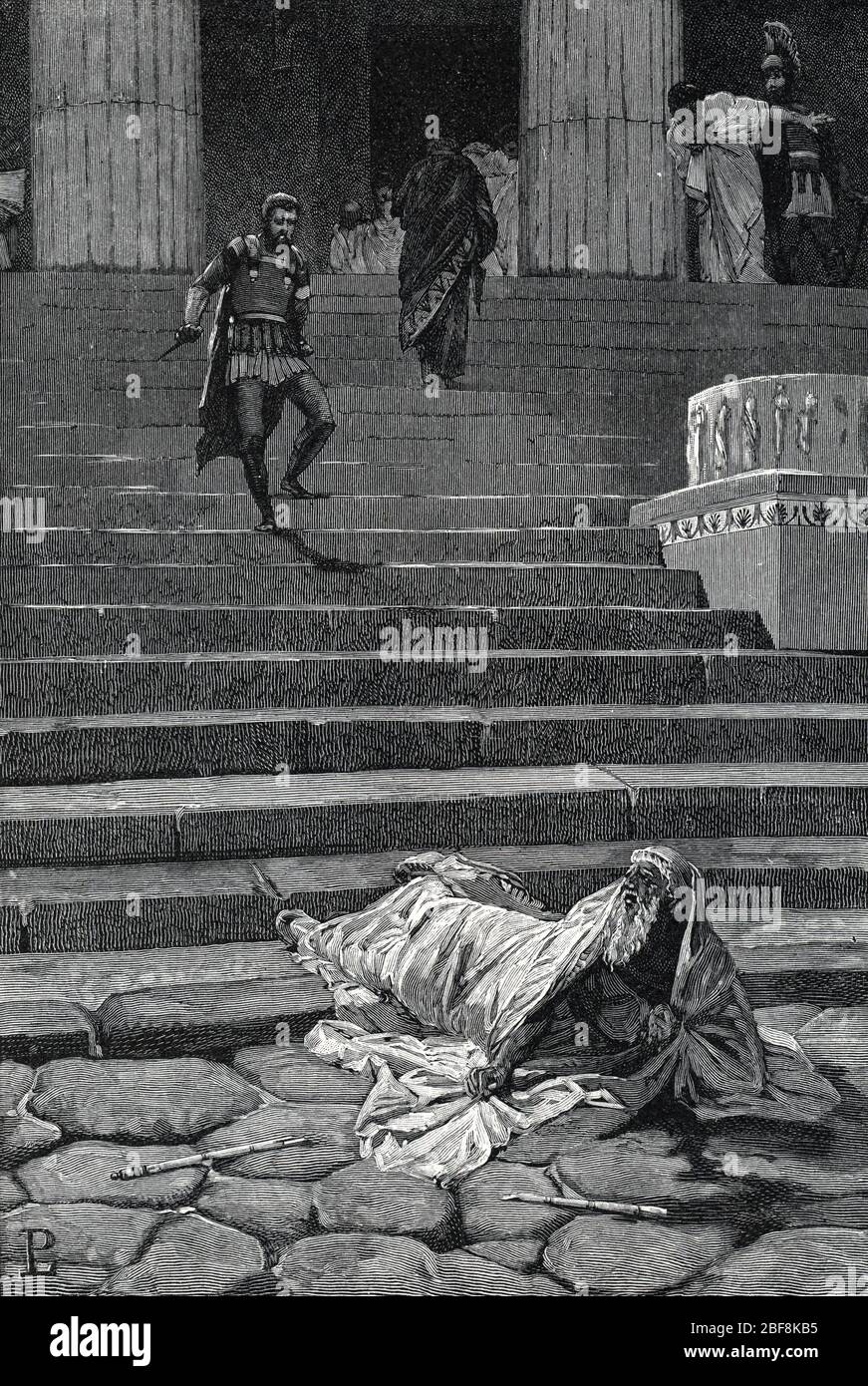 Rome antique : la mort de Servius Tullius roi de Rome en 535 avant JC mar par sa fille Tullia et par son fils gendre, Tarquin le Superbe, les fils de Tarqui Banque D'Images