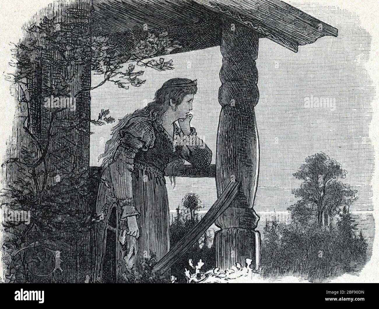 Mythologie nordique : représentation d'Ingeborg personnage de la saga de Frithiof (Frithjof) (mythologie norsse : Ingeborg de la saga de Frithiof) Gr Banque D'Images