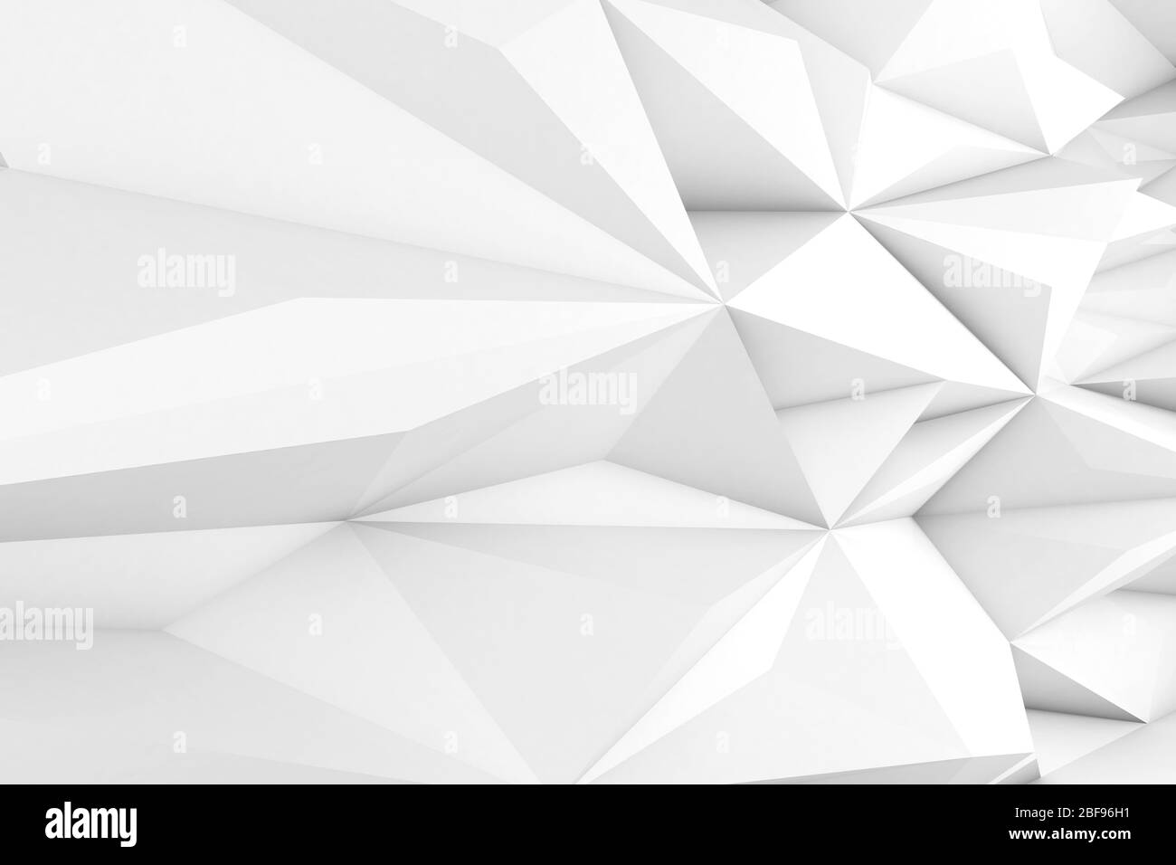 Motif triangulaire blanc abstrait. Texture d'arrière-plan cgi faible en poly, illustration de rendu en 3 dimensions Banque D'Images