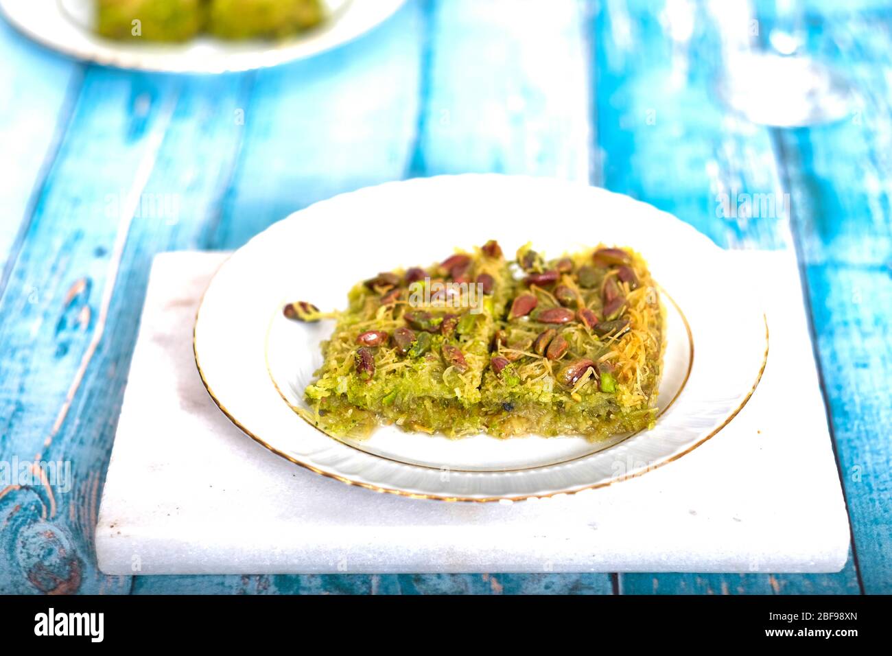 Turc dessert Baklava avec pistache - Fistikli Baklava. Banque D'Images