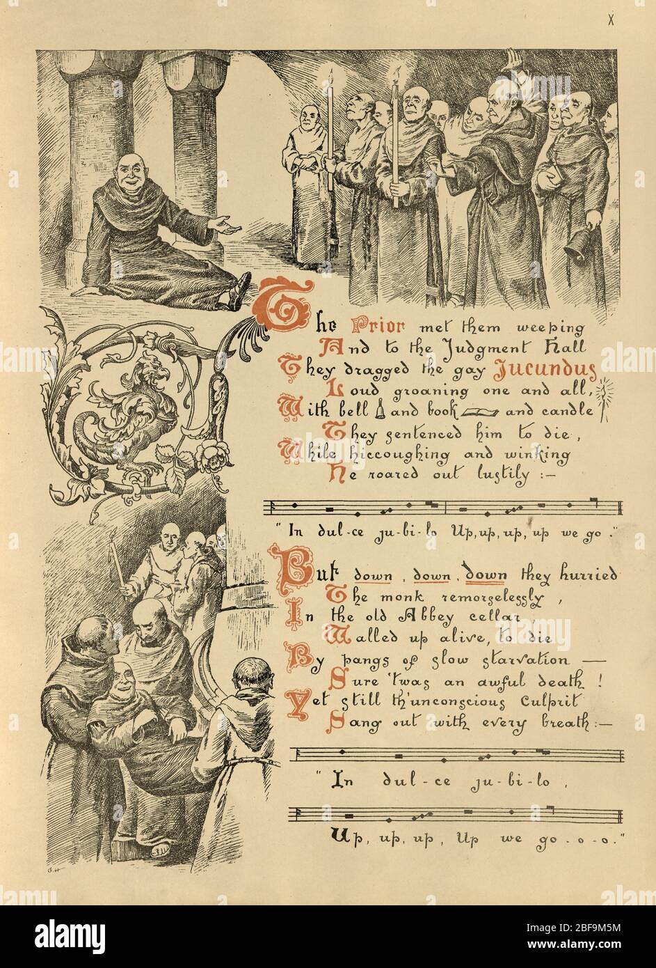 Punir un moine ivre. La laïcs de Saint Jugundus : une légende de York par Edith W Robinson, illustrée par George Hodgson Banque D'Images