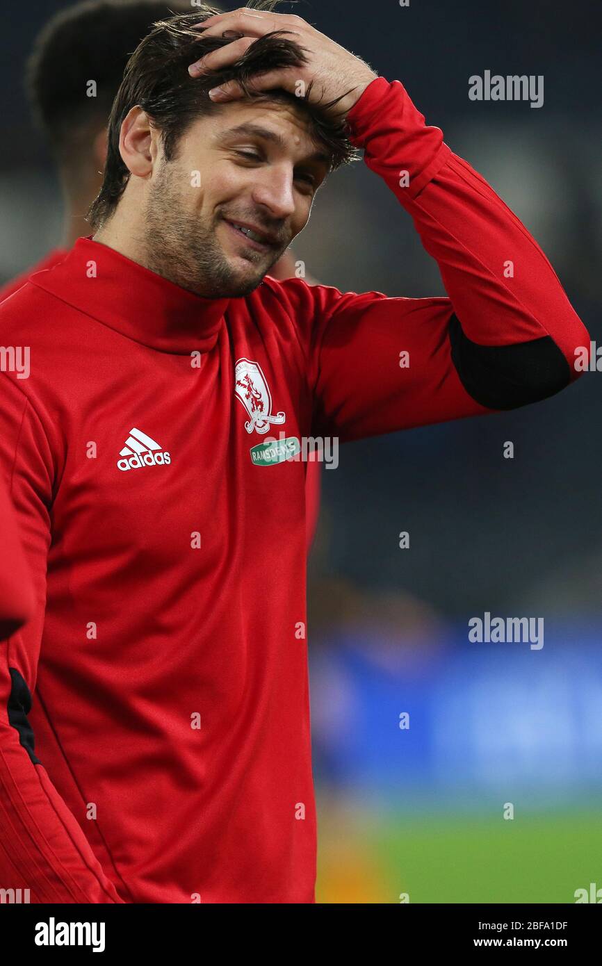 KINGSTON SUR HULL, ROYAUME-UNI. George Friend of Middlesbrough avant le match du championnat Sky Bet entre Hull City et Middlesbrough au KC Stadium, Kingston, sur Hull, le mardi 31 octobre 2017. (Crédit: Mark Fletcher | mi News) Banque D'Images