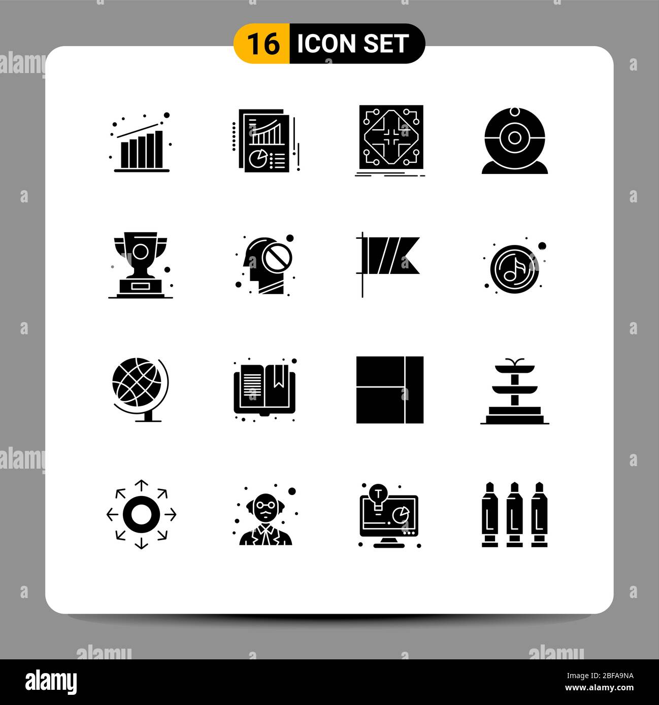 Pack d'icônes vectorielles de 16 symboles et signes de ligne pour les gains, les trophées, l'infrastructure, les périphériques, les éléments de conception vectorielles modifiables par caméra Illustration de Vecteur