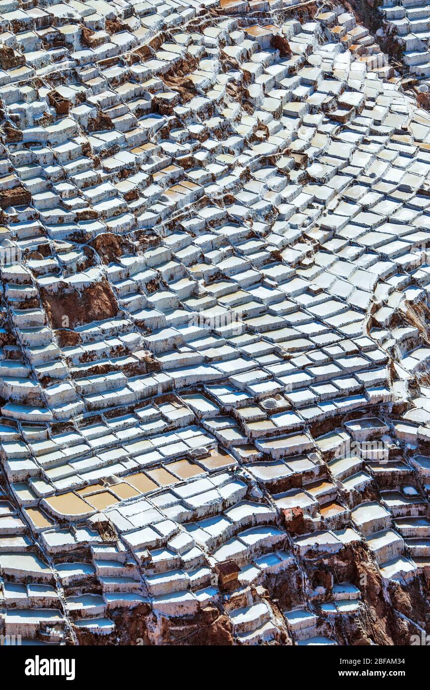 Mines de sel à Maras, Salineras, Vallée Sacrée, Pérou Banque D'Images